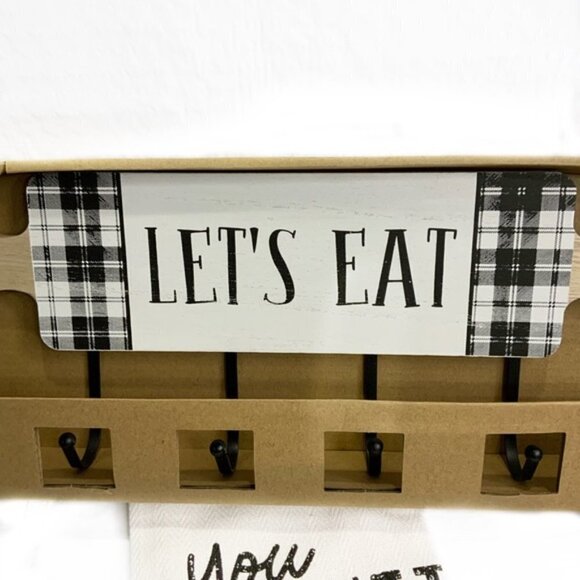 Hanging Hook Rack Multi Use Rack Black White Buffalo Check Plaid 7 in X 17 in - Picture 4 of 7